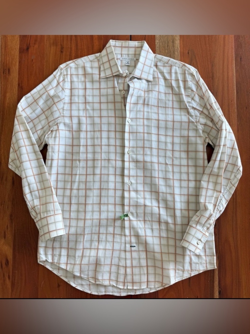 🦊 Banana Republic White and Brown Plaid Shirt
